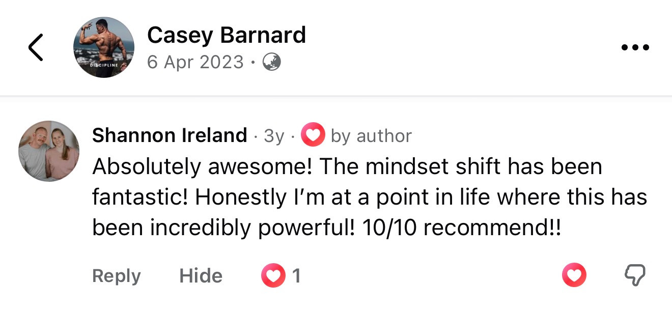 Original Facebook comment by Shannon Ireland, with their name and profile picture.